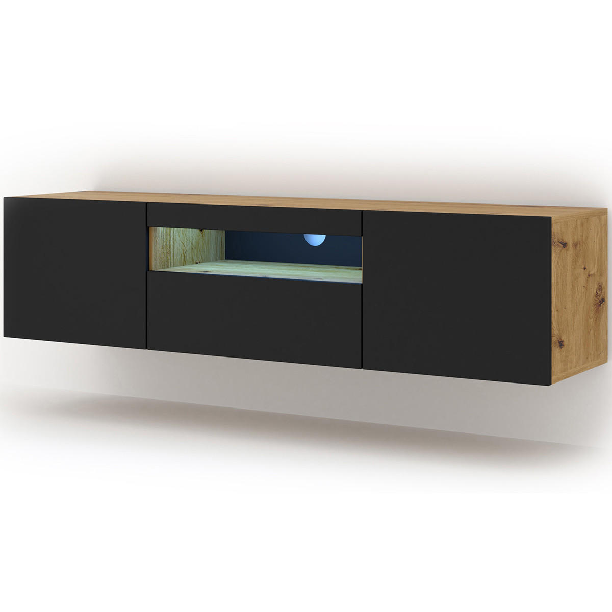 TV-MÖBEL Aurus Holz und Schwarz - Schwarz, Holzwerkstoff (150/36/37cm) - Petits-meubles