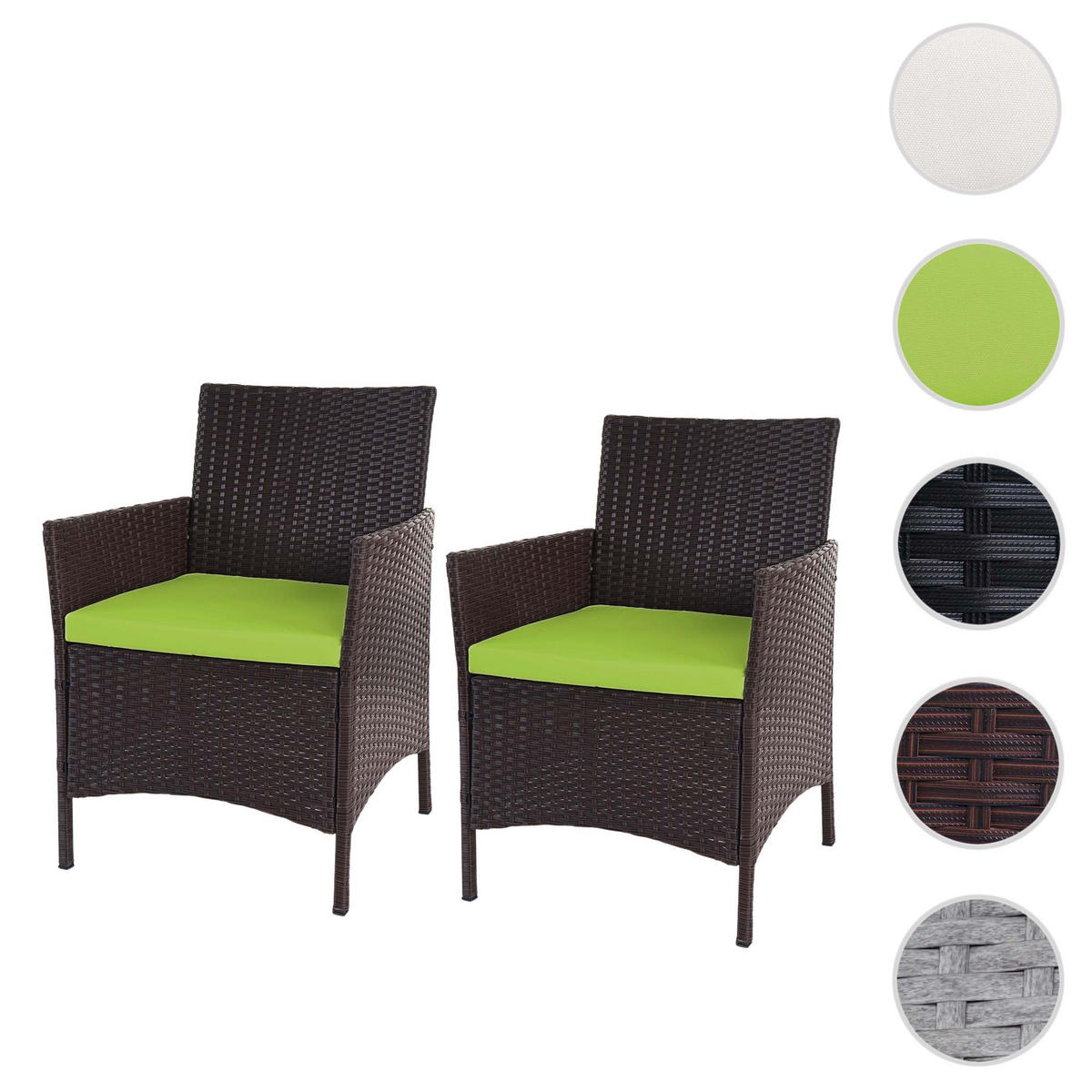 POLY-RATTAN SESSEL HALDEN Braun, Grün 2er-Set - Braun/Grün, Kunststoff (59/83/60cm) - MCW