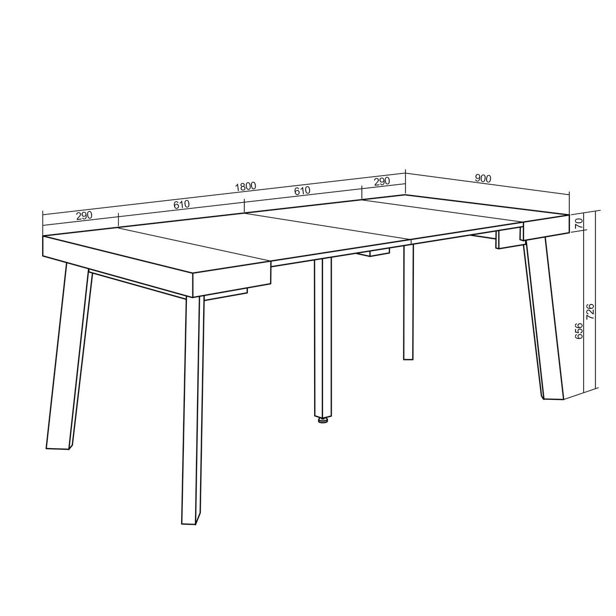 KONSOLENTISCH ausziehbar 58 bis 180cm, für 8 Gäste, eiche, 90/58/73cm - Eichefarben, Holzwerkstoff (90/180/73cm) - Skraut Home