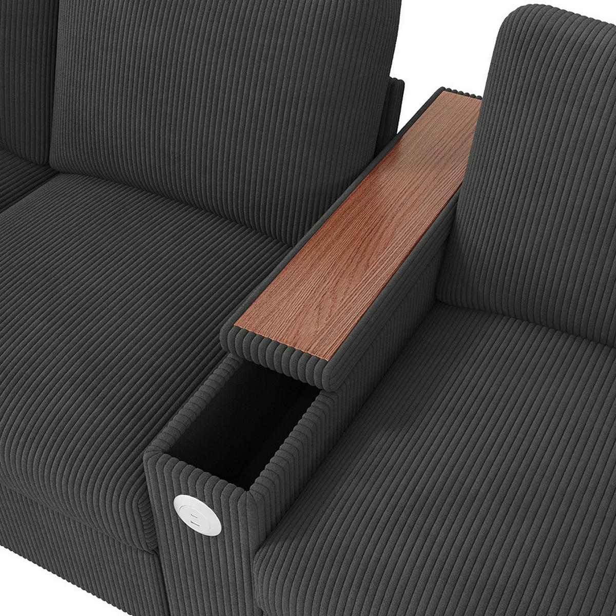 4-SITZER-SOFA mit Ladefunktion in Grau - Grau, Textil (80/82.7/299cm) - KOMHTOM