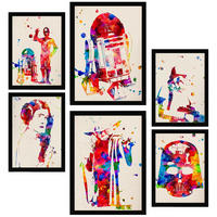 POSTER Set Mit 6 Star Wars Größe A3 & A4 Schwarzer Rahmen - Schwarz, Papier (29.7/1cm) - Nacnic