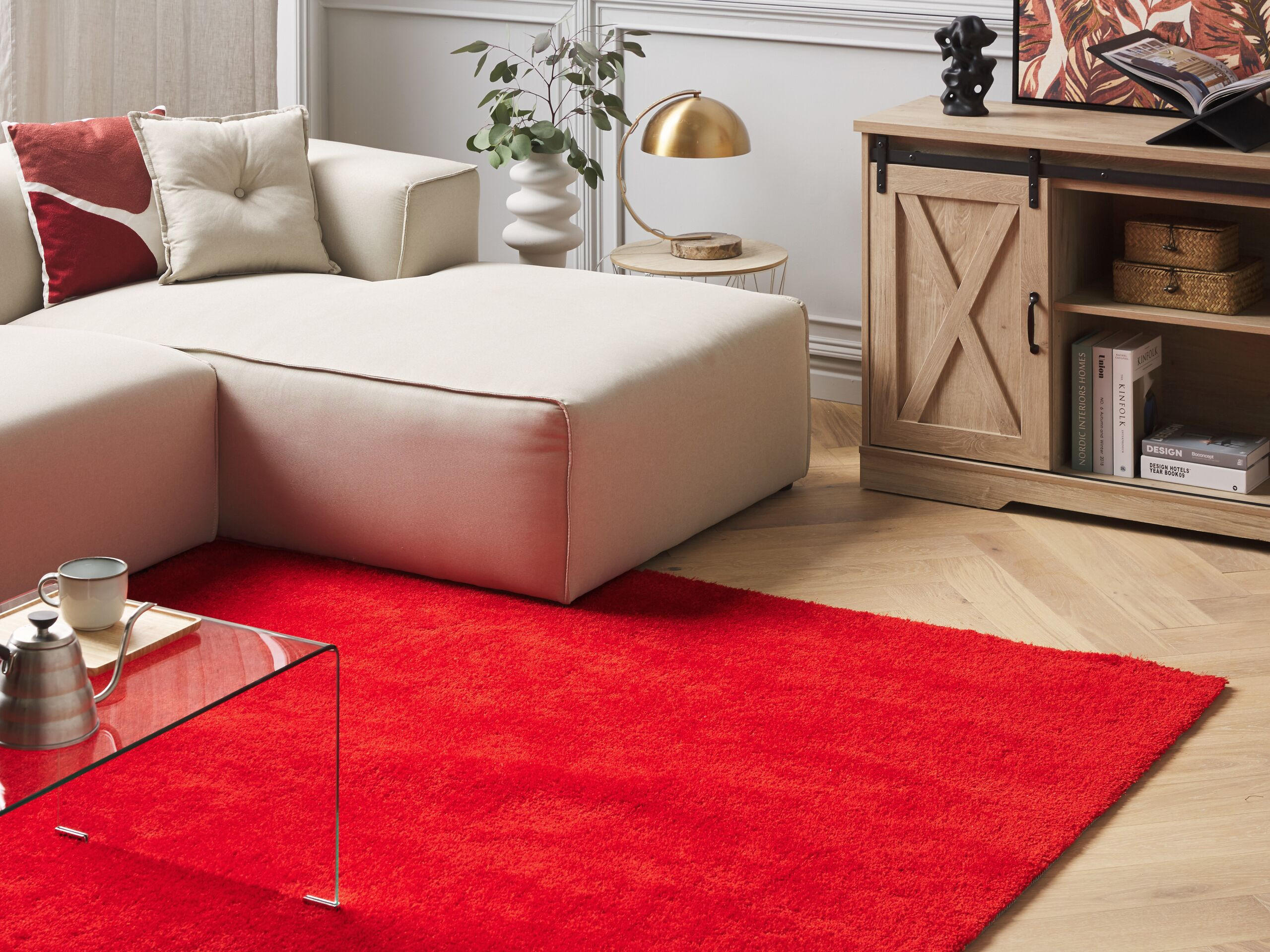 SHAGGY-TEPPICH Demre 200/200 cm - Rot, Kunststoff (200/200cm) - Beliani
