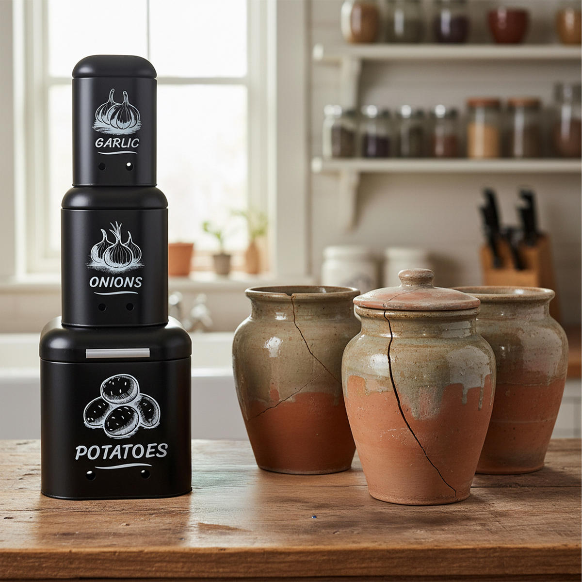 3XDÓZA na brambory - černá, kov - Relaxdays