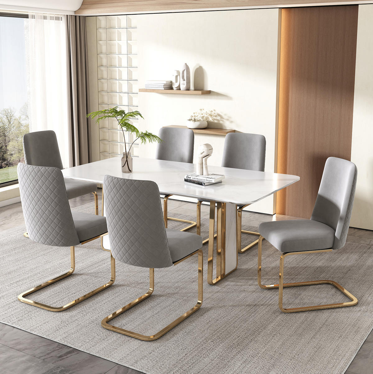 ESSZIMMERSTUHL 2er-Set Samt Grau mit Metallbeinen - Grau, Metall (45/88/52cm) - Meubliv