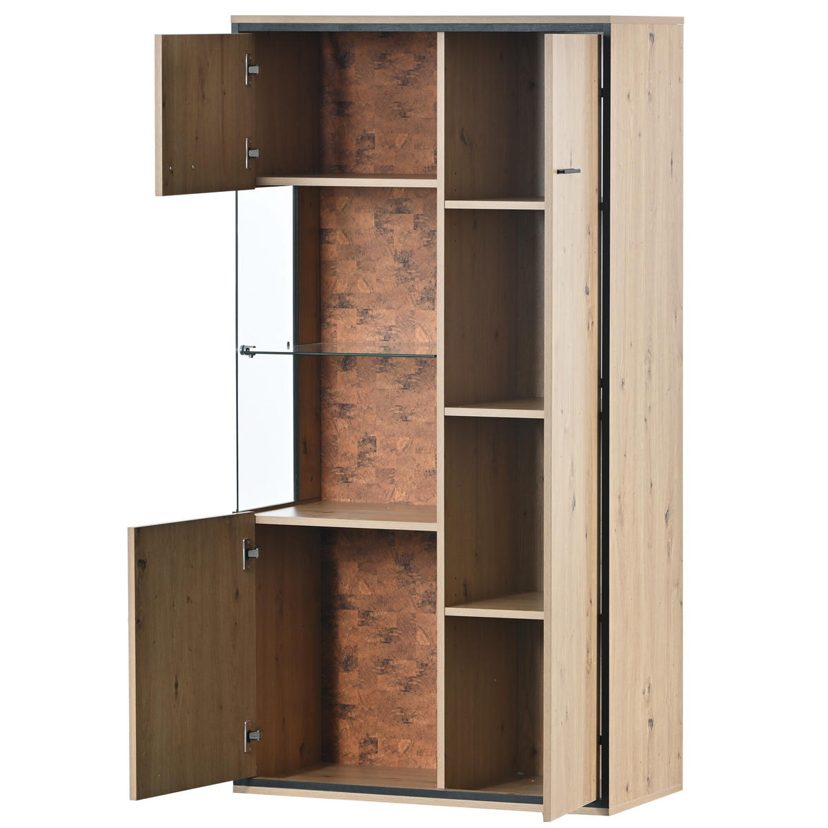 VITRINE-BUFFET Holzeffekt 78/40/150 cm - Braun, Glas/Holzwerkstoff (40/150/78cm) - Urban Meuble
