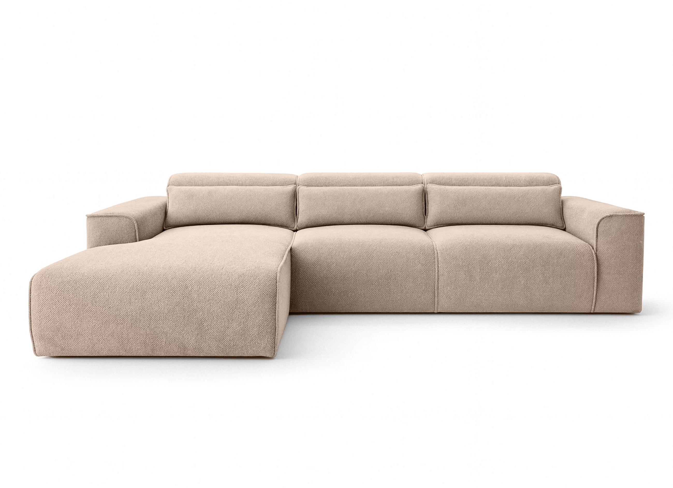 ECKSOFA L Form Ruyam Beige 310/165/78 cm – Schlaffunktion Links - Beige/Schwarz, Kunststoff/Textil (170/310cm) - AX Living