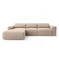 ECKSOFA L Form Ruyam Beige 310/165/78 cm – Schlaffunktion Links - Beige/Schwarz, Kunststoff/Textil (170/310cm) - AX Living
