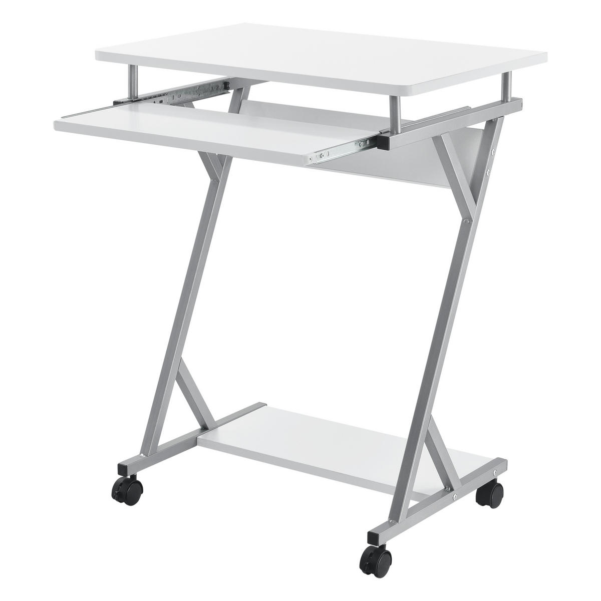 SCHREIBTISCH rollbar - Weiß, Holzwerkstoff/Metall (40/60/75cm) - [en.casa]