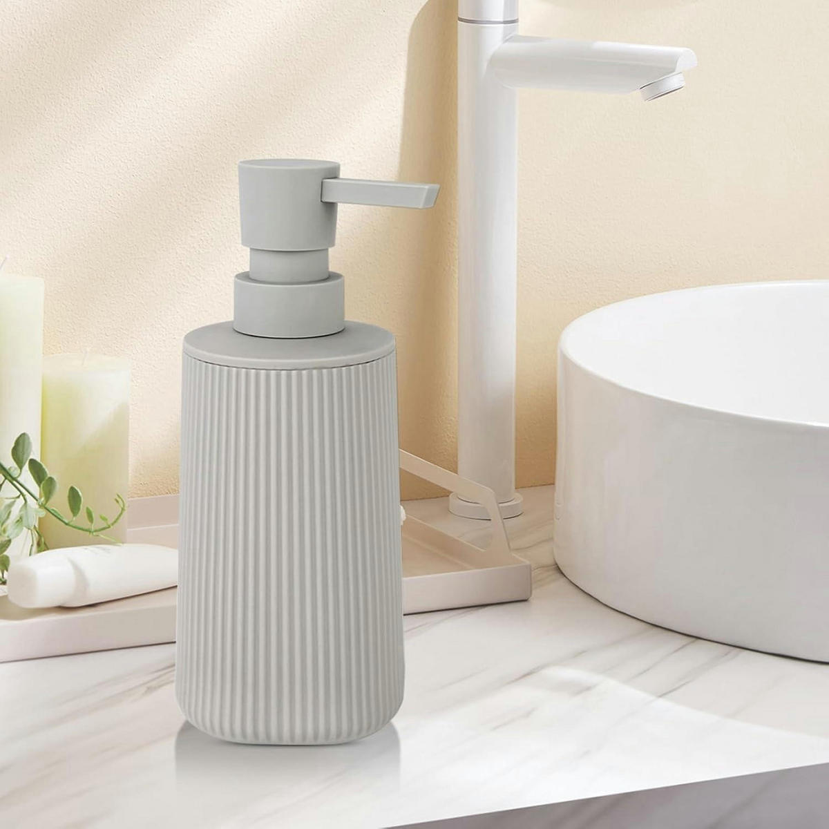 SEIFENSPENDER Beige Kunststoff 250 ml - Beige, Kunststoff (6.9/17.5/6.9cm)