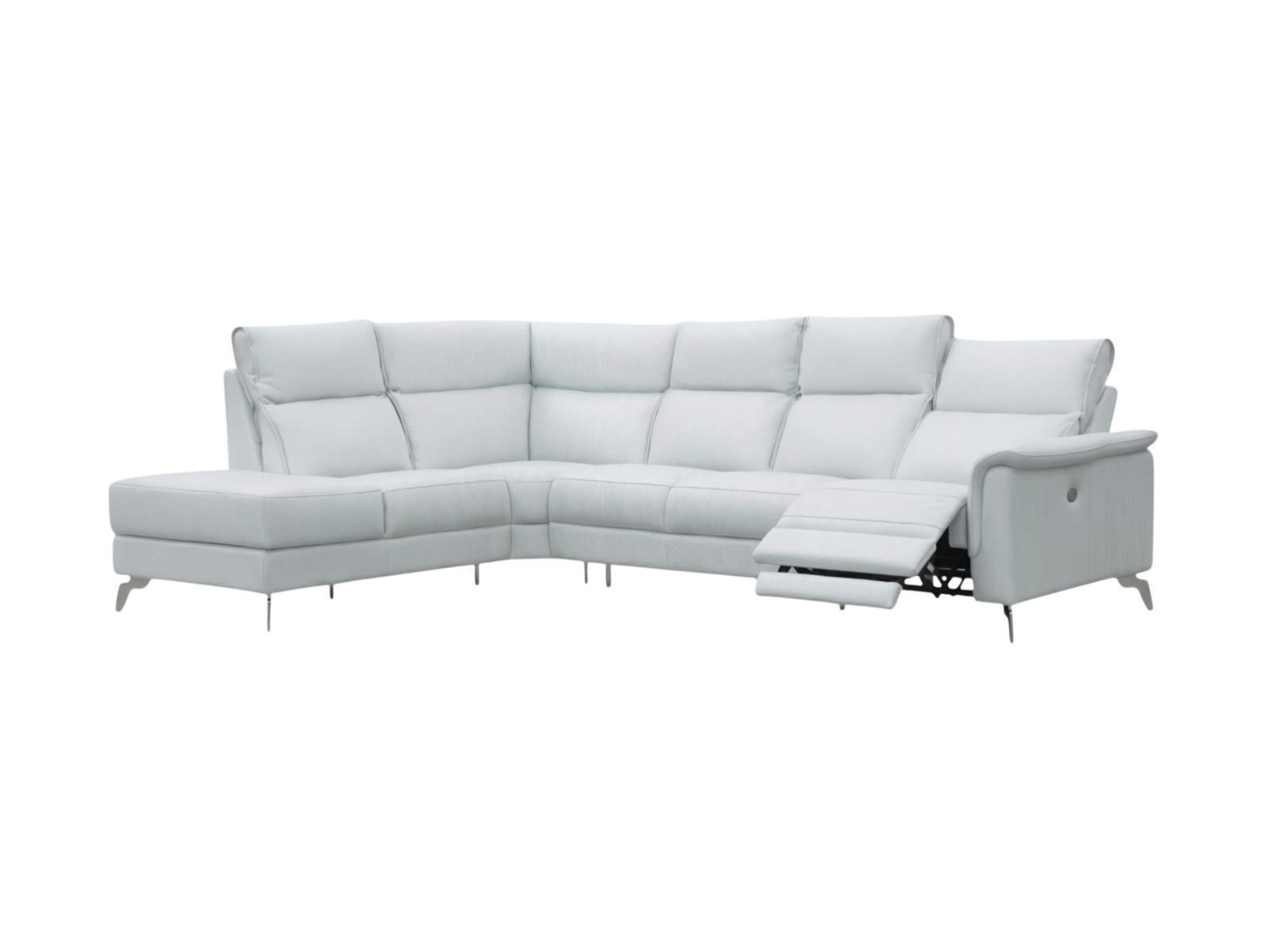 ECKSOFA Borea Echtleder mit 1 x Relaxfunktion Weiß - Weiß, Leder/Metall (220/310cm)