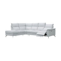 ECKSOFA Borea Echtleder mit 1 x Relaxfunktion Weiß - Weiß, Leder/Metall (220/310cm)