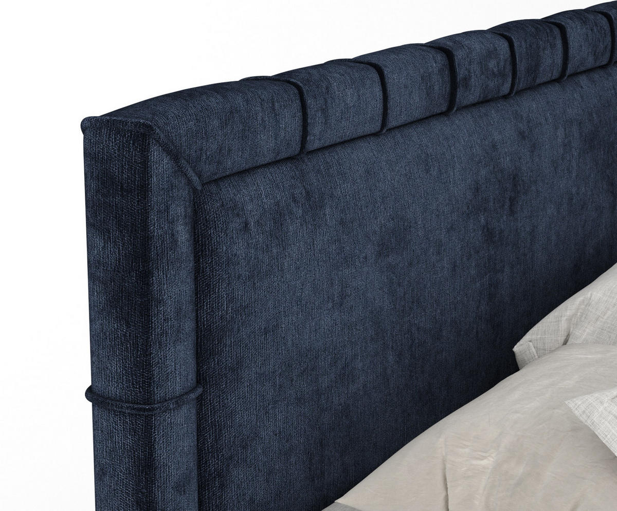 BOXBETT Monpelli Marineblau 140/200 cm mit Matratze und Topper - Schwarz/Dunkelblau, Holz/Holzwerkstoff (140/200cm) - Maison de Reve