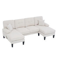 WOHNLANDSCHAFT 250/130/88 cm Beige mit Aufbewahrungsfach und USB/Type-C-Ladeanschluss - Beige, Textil (250/88/130cm) - Oxeza