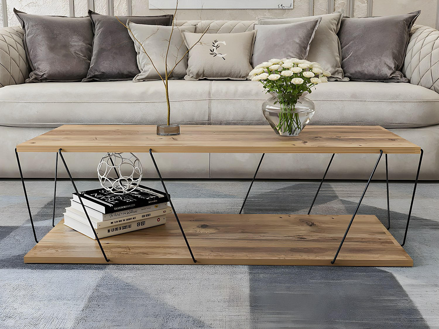 Thumbnail - Vente-Unique Couchtisch, Natur, Holz, Uni, Rechteckig, 120x30x50 cm, Wohnzimmer, Wohnzimmertische, Couchtische