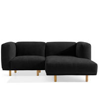ECKSOFA-RECHTS FOSERO, Chenille-Stoff - Anthrazit/Buchefarben, Holz/Holzwerkstoff (204/155cm) - KONSIMO®