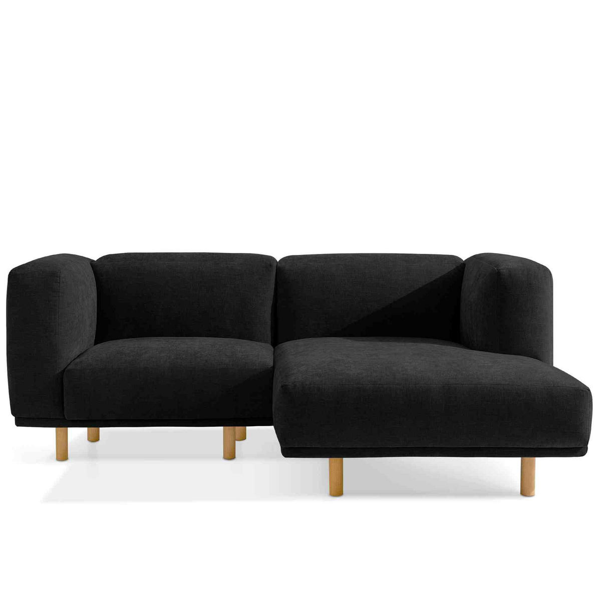 ECKSOFA-RECHTS FOSERO, Chenille-Stoff - Anthrazit/Buchefarben, Holz/Holzwerkstoff (204/155cm) - KONSIMO®