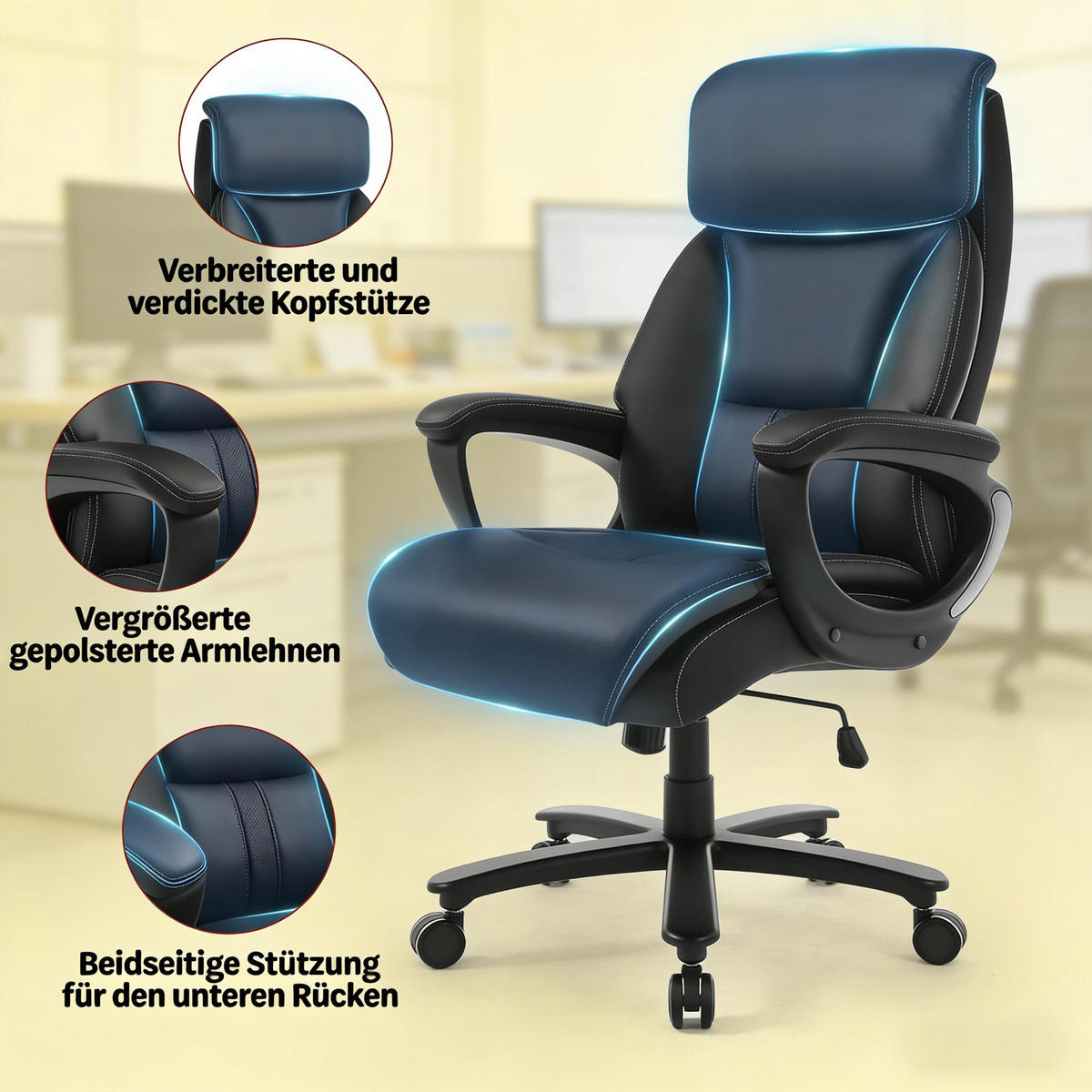 CHEFSTUHL Schwarz 86/72/127 cm - Schwarz, Metall (86/127/72cm) - PANGIVO