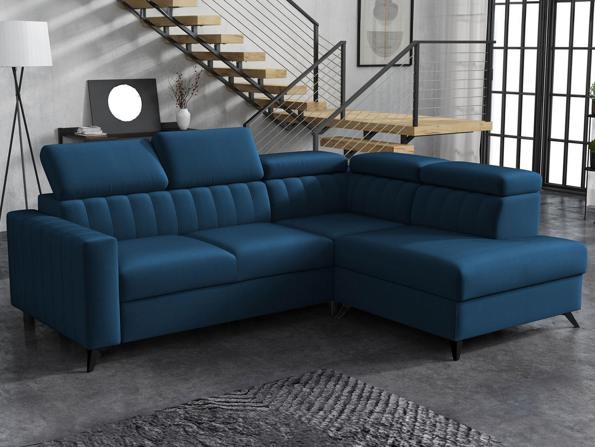 ECKSOFA Milano 2RRLXP, Seite: Rechts 2R+R+LXP - Blau, Holz/Textil (249/195cm) - MIRJAN24
