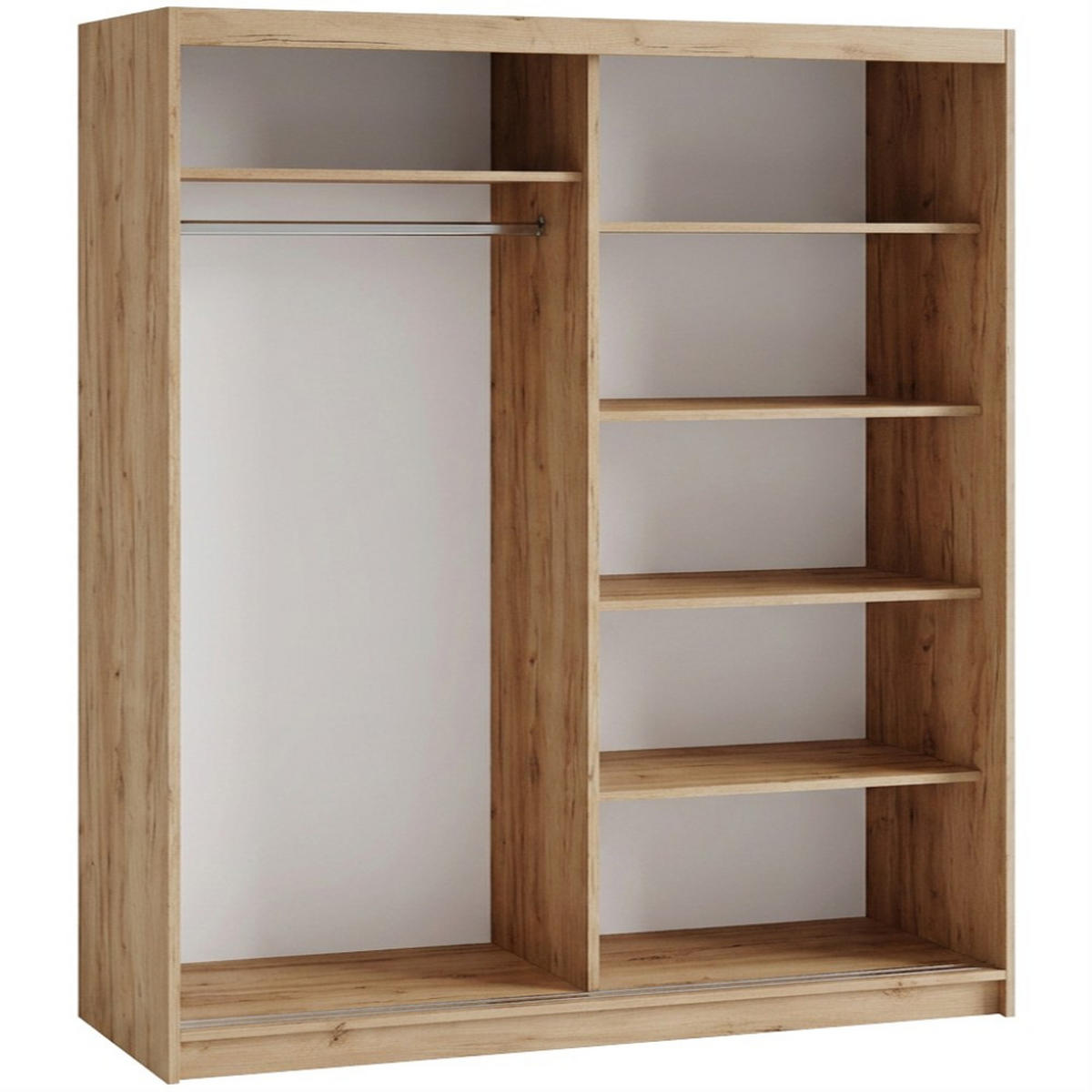 SCHWEBETÜRENSCHRANK Donatello 180/205/60 2-türig eiche Artisan mit Spiegel - Eiche Artisan, Holzwerkstoff (180/205/60cm) - Beautysofa