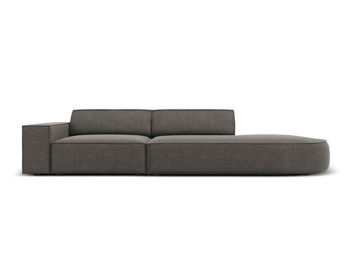 RECHTES-SOFA Jodie aus Samt hellgrau 3 Sitzplätze - Hellgrau, Textil (102/70/262cm) - Micadoni
