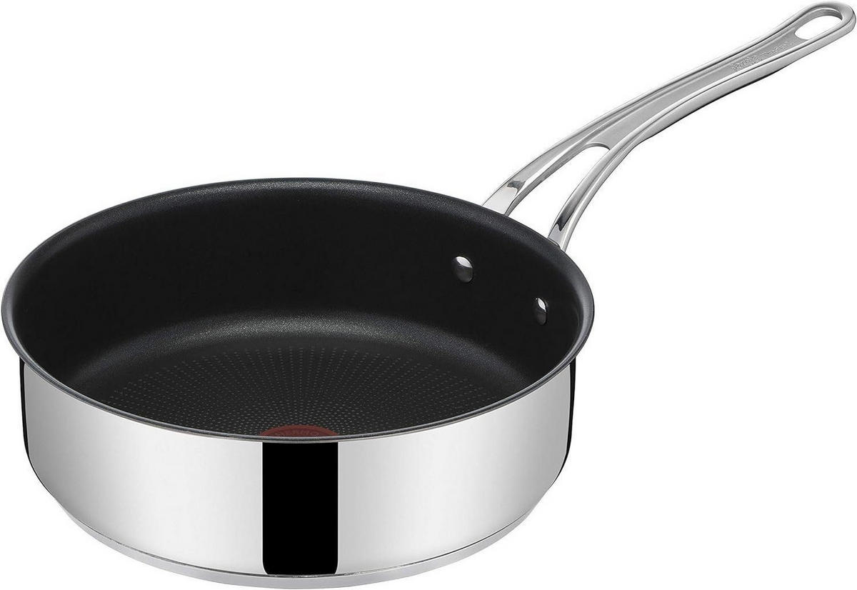 SCHMORPFANNE E3063234 Jamie Oliver Silber 24 cm Antihaft Induktion inkl. Metalldeckel - Silberfarben, Metall (24cm) - Tefal