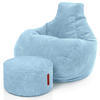 LOUNGE-SITZSACK Cozy + Fußhocker - Hellblau, Textil (80/90/90cm) - Green Bean