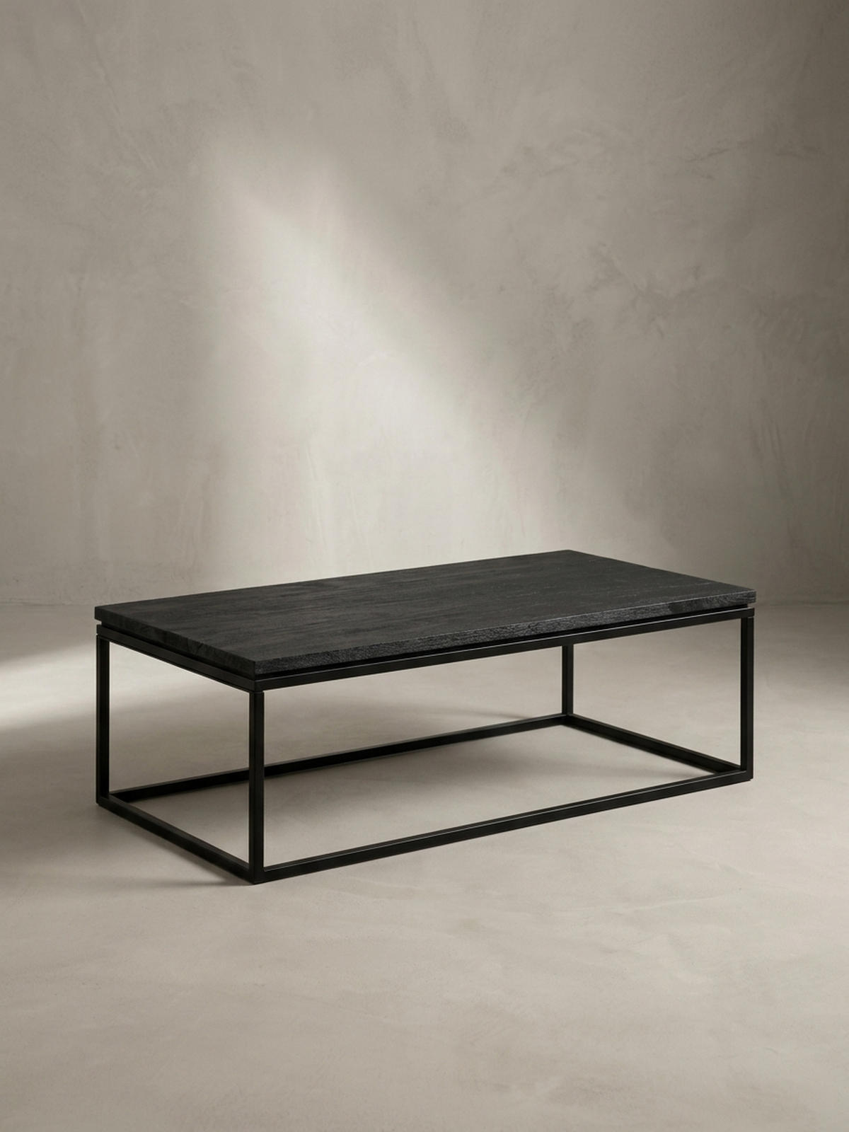 COUCHTISCH aus Mango Massivholz und Metall, Quadratisch, Natürliche Holzmaserung, Schwarz 120 x 60 x 40 cm - Schwarz, Holz/Metall (60/120/40cm) - KADIMA DESIGN