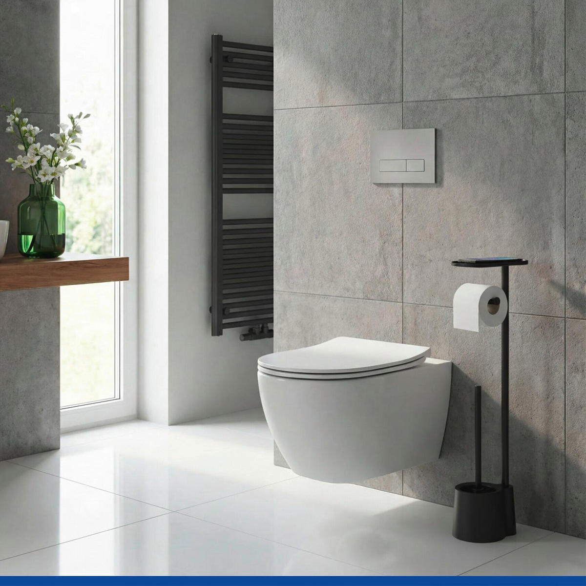STAND-WC-GARNITUR 3-in-1 mit Ablage Albella 12/21/69 cm - Schwarz, Metall (21/69/12cm) - Wenko