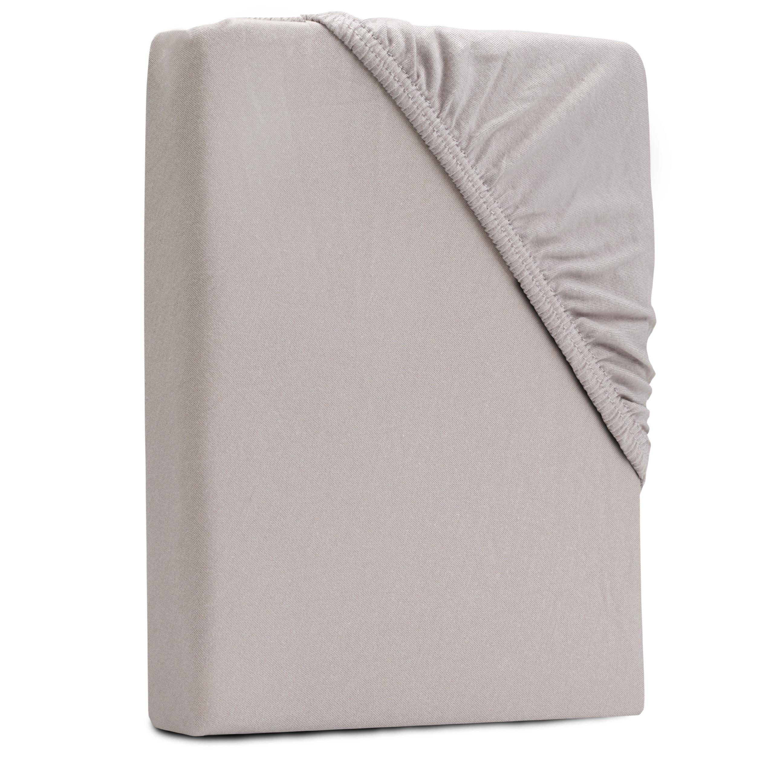 SPANNBETTLAKEN ESSENTIAL Jersey Baumwolle - Hellgrau, Naturmaterialien (180/200cm) - DarBene