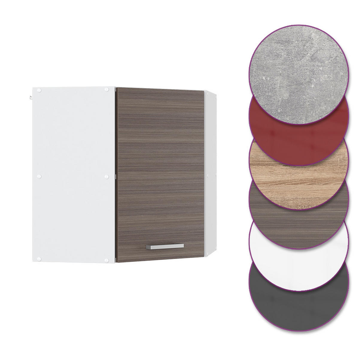 ECKHÄNGESCHRANK R-Line Grau 57 cm - Weiß/Braun, Holzwerkstoff (57/60/34.1cm) - Vicco
