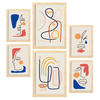 POSTER Set Mit 6 Jazzy Arts 3 In Weibliche Zusammenfassung A3 & A4 Rahmen Aus Hellem Holz - Beige, Papier (29/3cm) - Nacnic