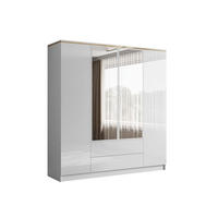 KLEIDERSCHRANK AURORA 4D2SZ mit Schubladen und Griffen - Weiß Hochglanz, Holzwerkstoff (200/213/57cm) - Lookway