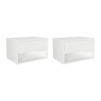 2ER-SET Nachttische hängend - 1 Schublade & 1 Ablage - Weiß - RITAMI - Weiß, Holz (60/35/40cm) - Vente-Unique