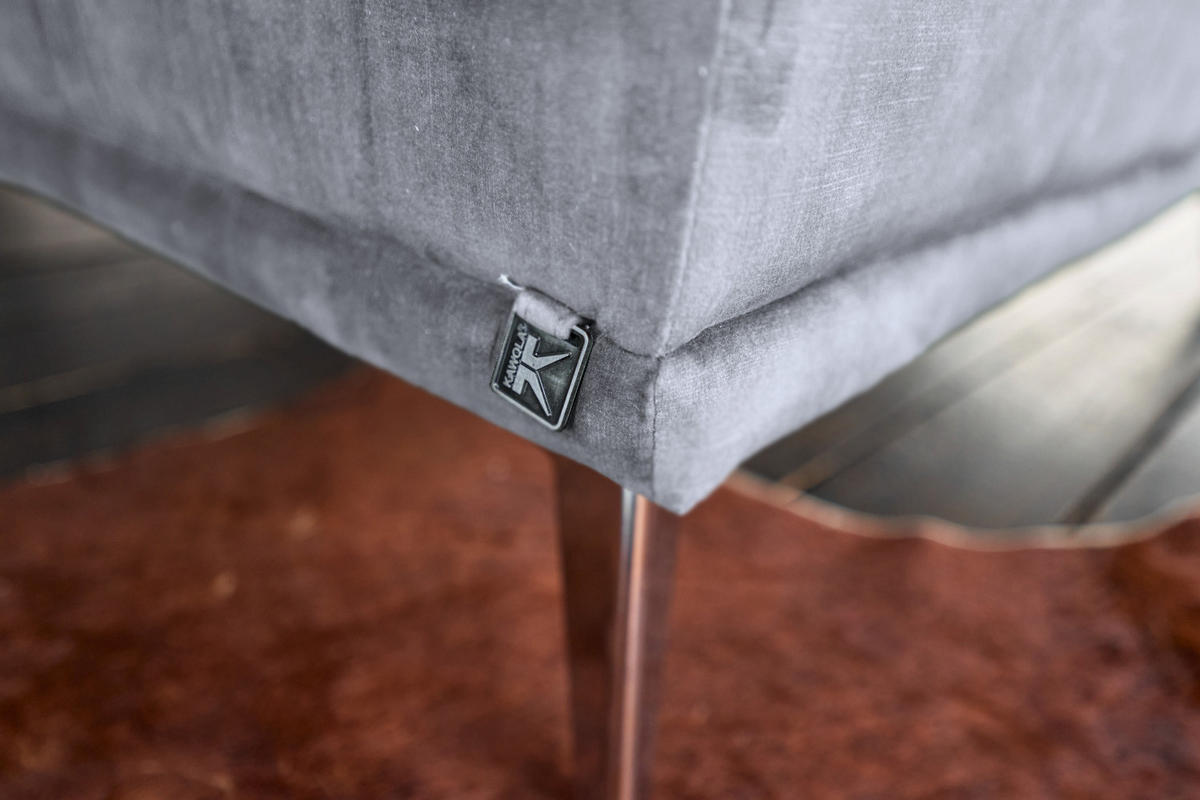 HOCKER WIOLO Grau Velvet - Silberfarben/Grau, Textil/Metall (110/42/110cm) - KAWOLA