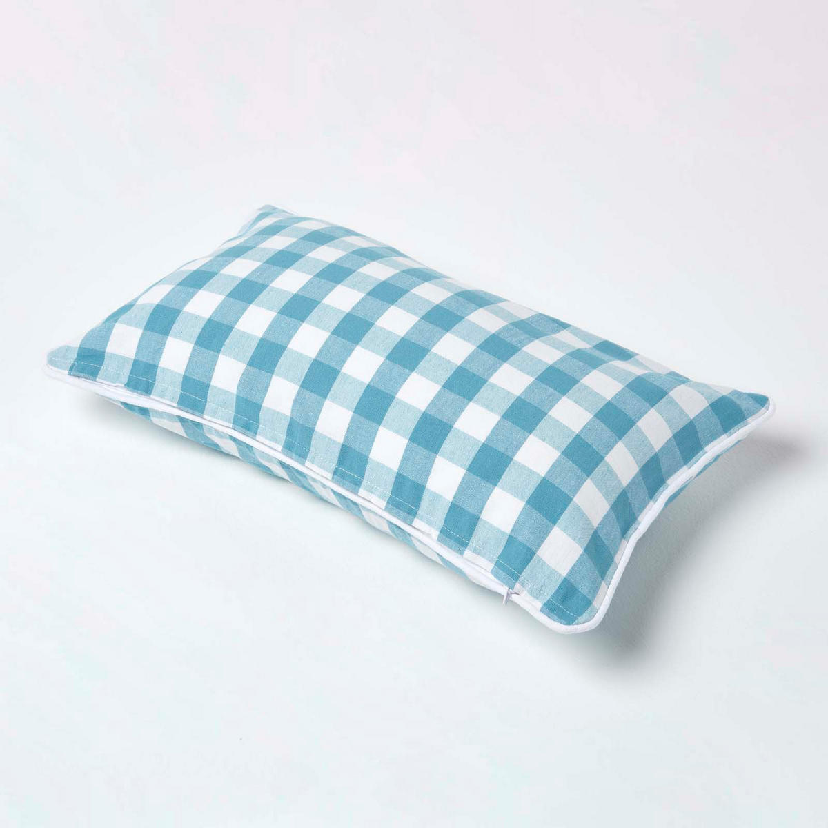 KISSENHÜLLE Karo-Muster 30/50 cm, 100% Baumwolle - Blau, Textil (30/50cm) - Homescapes