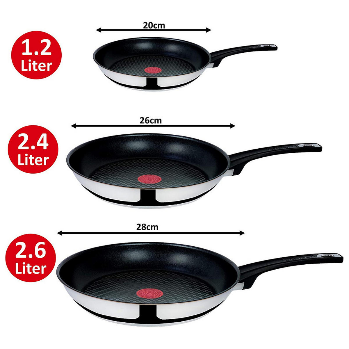 PFANNENSET Jamie Oliver 5-tlg 20+26+28 cm Edelstahl Antihaft Induktion - Silberfarben/Schwarz, Metall - Tefal