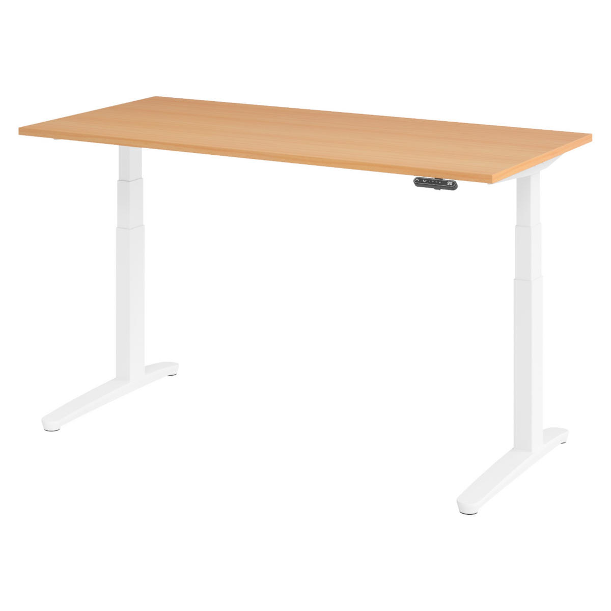 SCHREIBTISCH elektrisch XBHM 80/160/74 cm in Buchefarben/Weiß - Buchefarben/Weiß, Holzwerkstoff (80/160/74cm) - bümö
