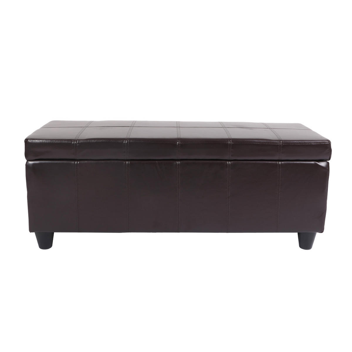 AUFBEWAHRUNGS-TRUHE Sitzbank Lars 45x112x45cm Braun Leder + Kunstleder - Braun, Kunststoff (112/45/45cm) - BERLINLODGE