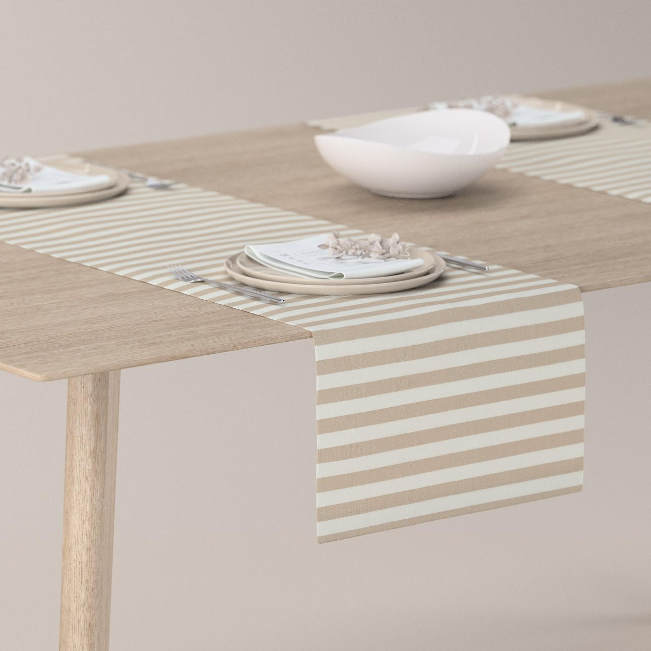 TISCHLÄUFER Quadro, braun und weiß, 40x130 cm - Beige, Textil (40/130cm) - Dekoria
