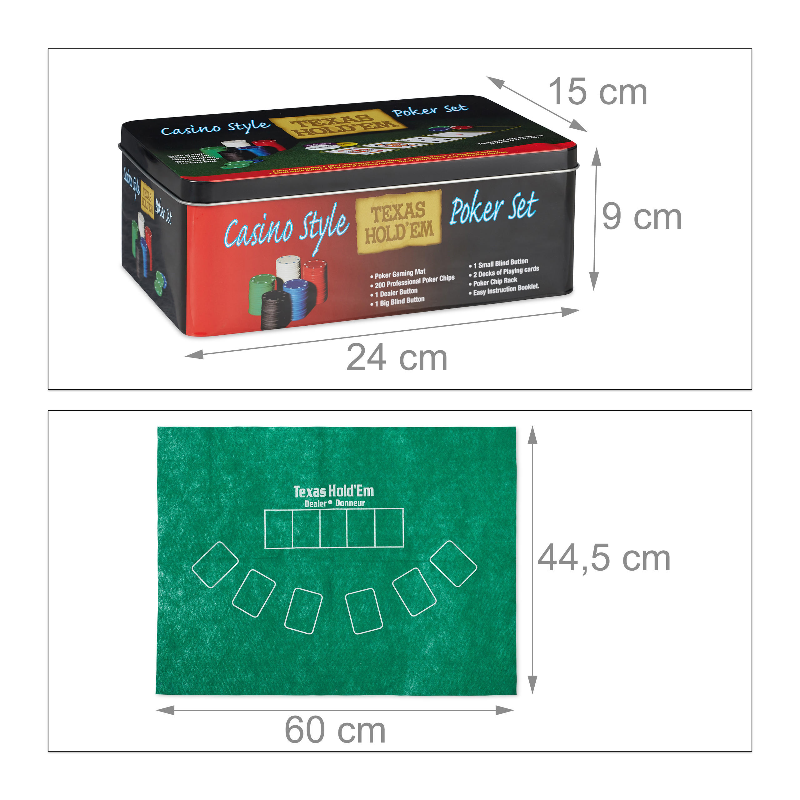 Thumbnail - Relaxdays Pokerset, Grün, Kunststoff, Papier, Textil, 24x15 cm, Spielzeug, Kinderspielzeug, Kinderspiele