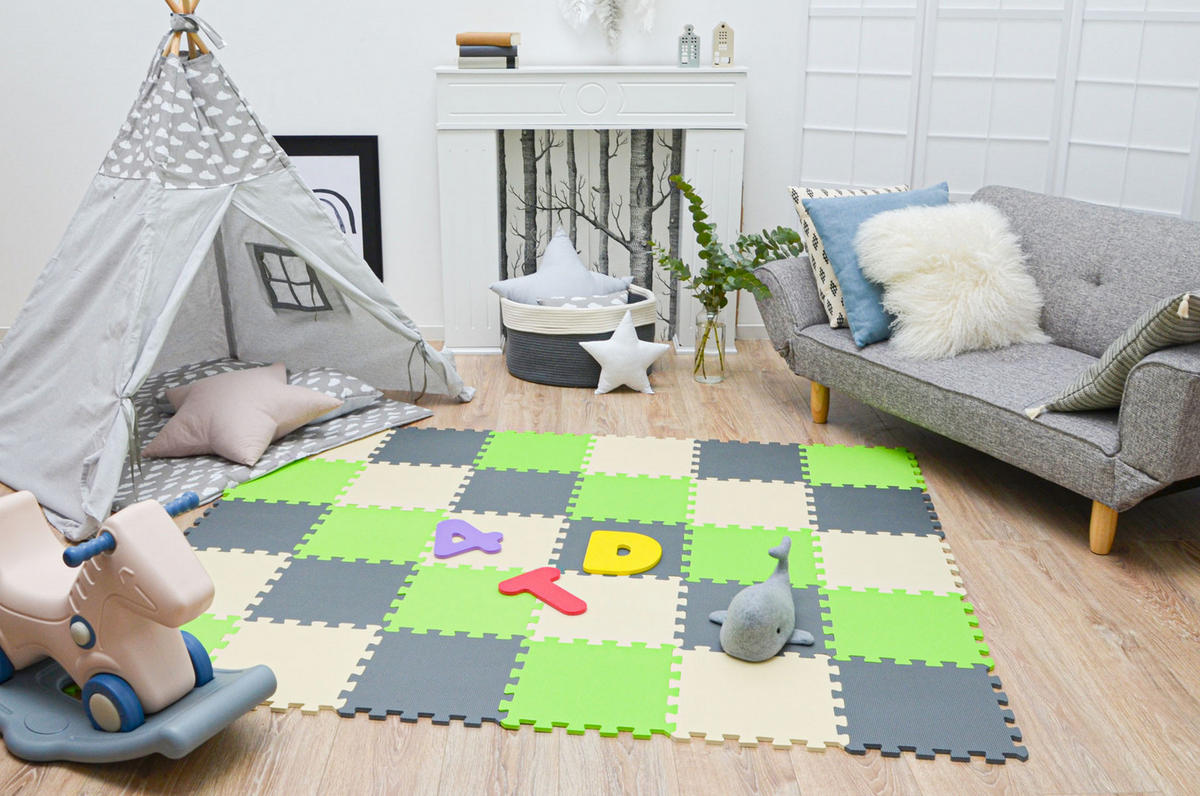 SPIELMATTE ab Null - 270/90 cm Puzzlematte Grau - Multicolor, Kunststoff (30/30cm) - Littletom