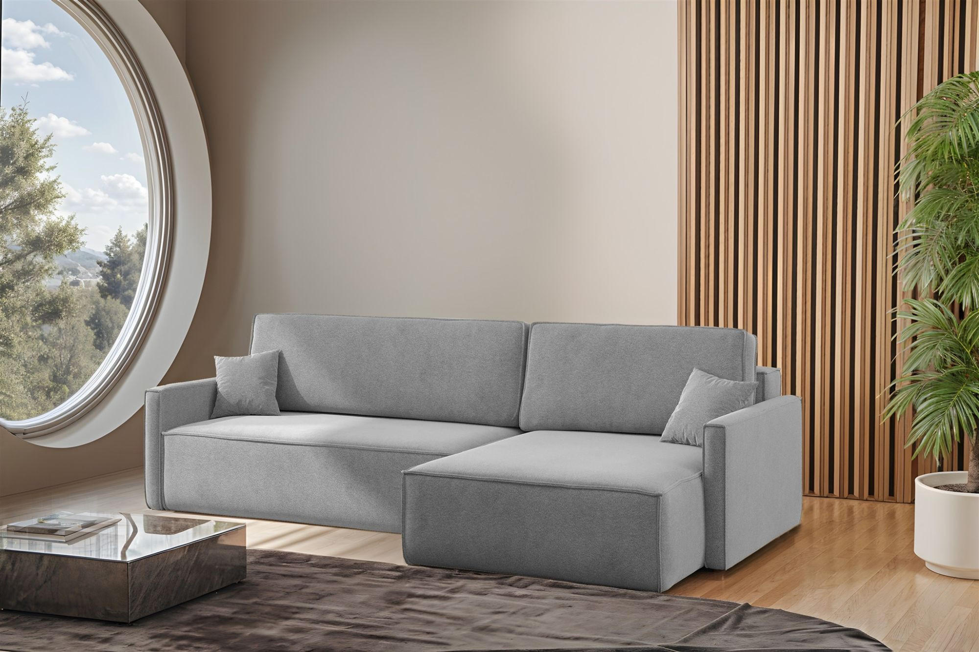 ECKSOFA Louis Salvador - Grau, Holzwerkstoff/Textil (250/142cm) - Fun Möbel