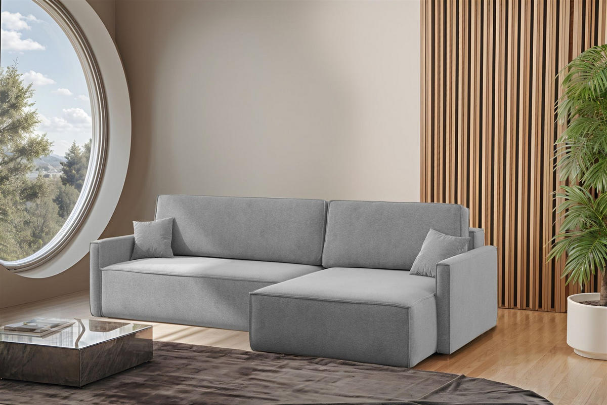 ECKSOFA Louis Salvador - Grau, Holzwerkstoff/Textil (250/142cm) - Fun Möbel