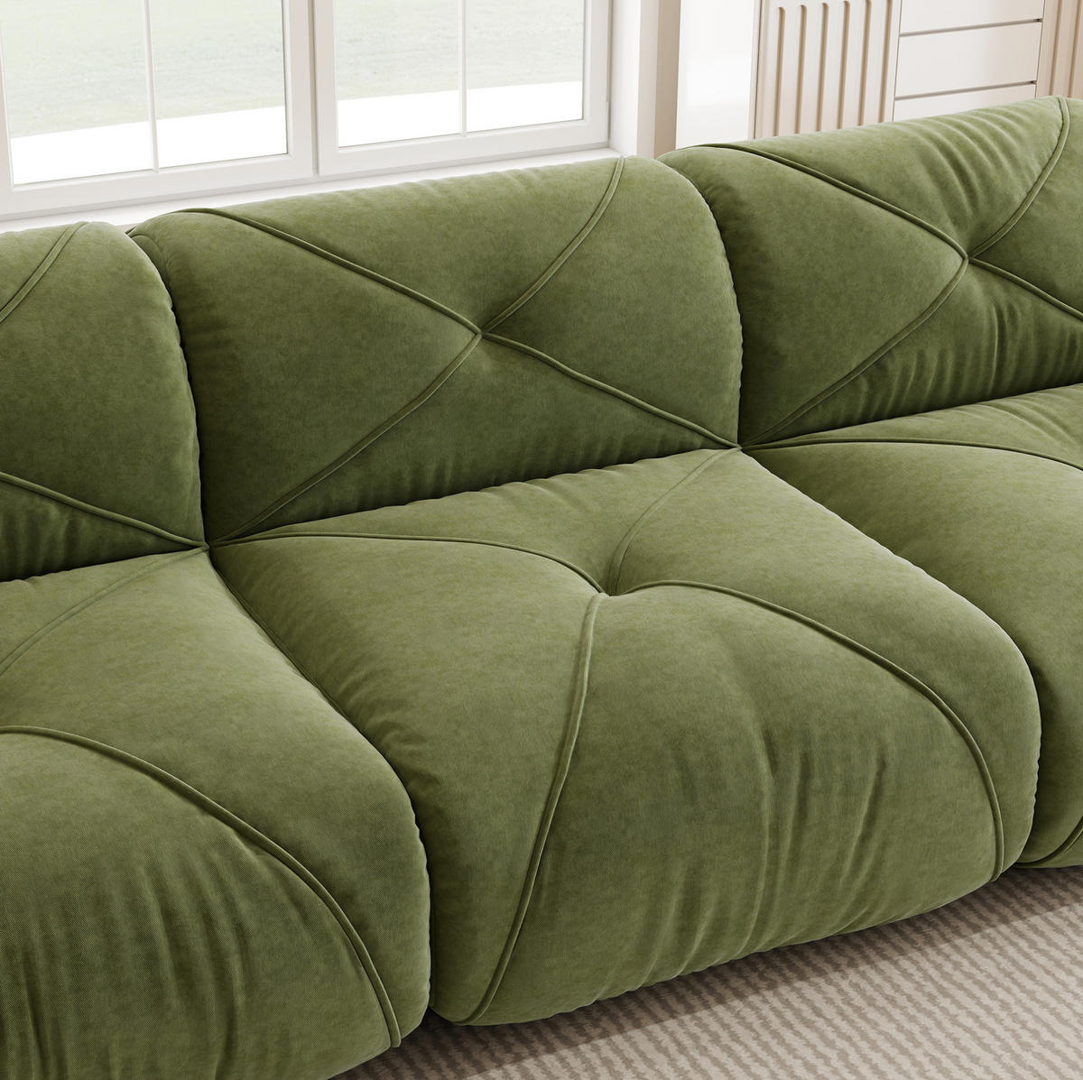 MODULSOFA rahmenlos Chenille Green - Grün, Kunststoff (171/281cm) - Meubliv