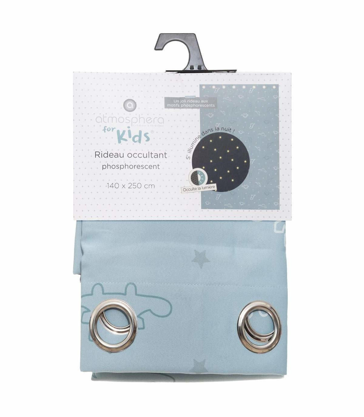 KINDERVORHANG mit Ösen Dinosaurier phosphoreszierend 140/250 cm - Blau, Textil (140/250/0.1cm) - Atmosphera for kids