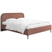 POLSTERBETT Jasmine Slim mit Bettkasten, Lattenrost & hohen Metallfüßen in Terrakotta Chenille 140x200 cm - Birkefarben/Terracotta, Holz/Textil (140/200cm) - WFL GROUP