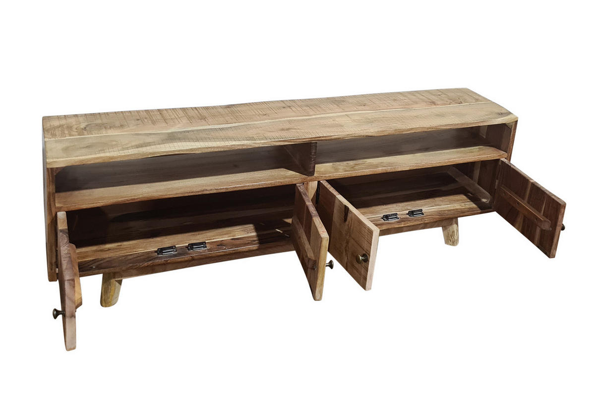 LOWBOARD NAGAR - Beige/Naturfarben, Akazienholz/Holz (130/45/30cm) - SAM