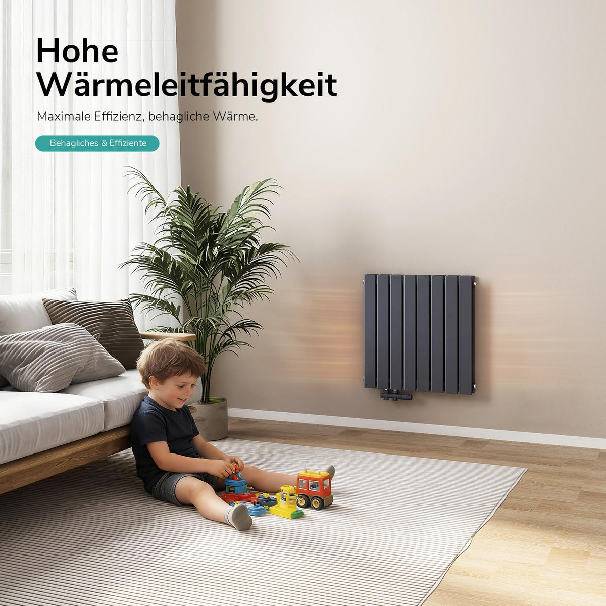 HEIZKÖRPER Flachheizkörper Anthrazit 63/62/6,3 cm - Anthrazit, Metall (62/63/6.3cm) - EMKE