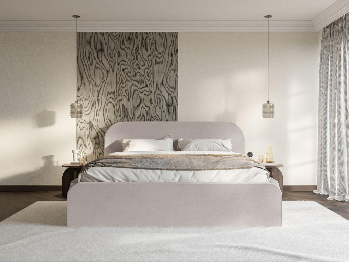 POLSTERBETT Umike Graubeige Samt mit Bettkasten 200x200 cm - Taupe, Textil (200/200cm) - Selsey