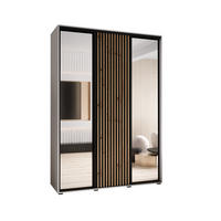 SCHWEBETÜRENSCHRANK 205,2/170/60 3-türig - Schwarz/Weiß, Holz/Metall (170/205.2/60cm) - Abiks Möbel